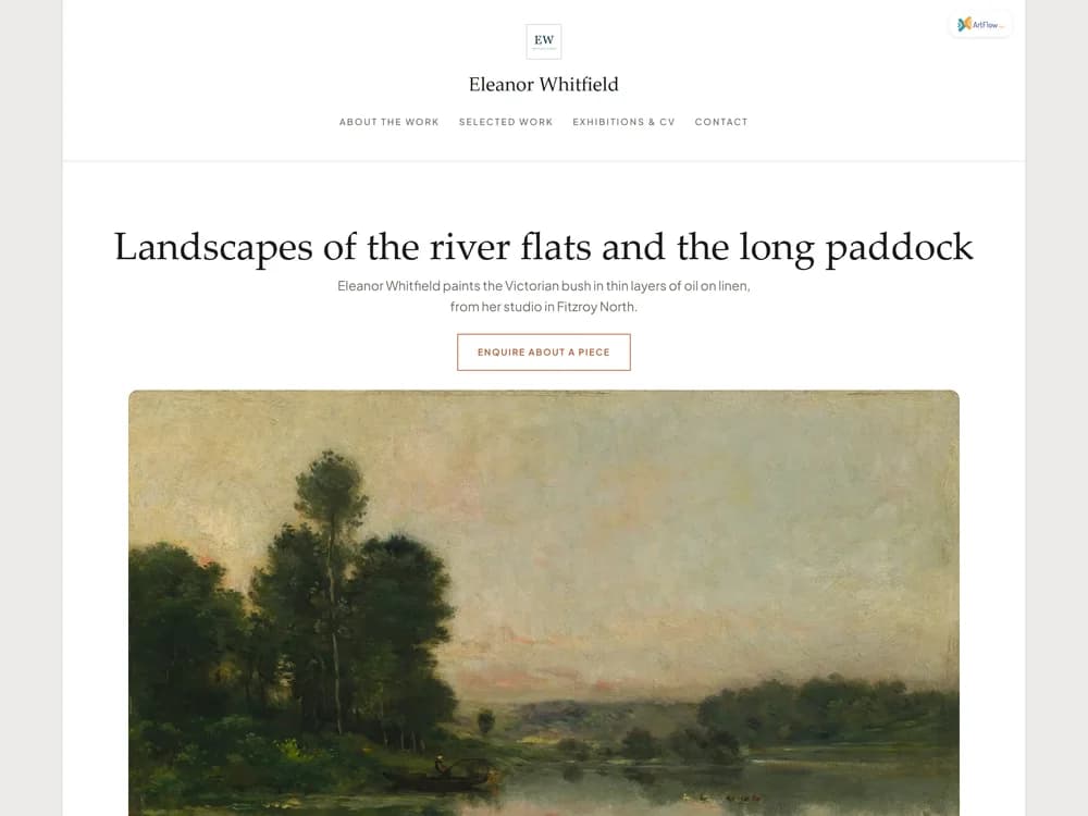 The demo artist's website in the Gallery look