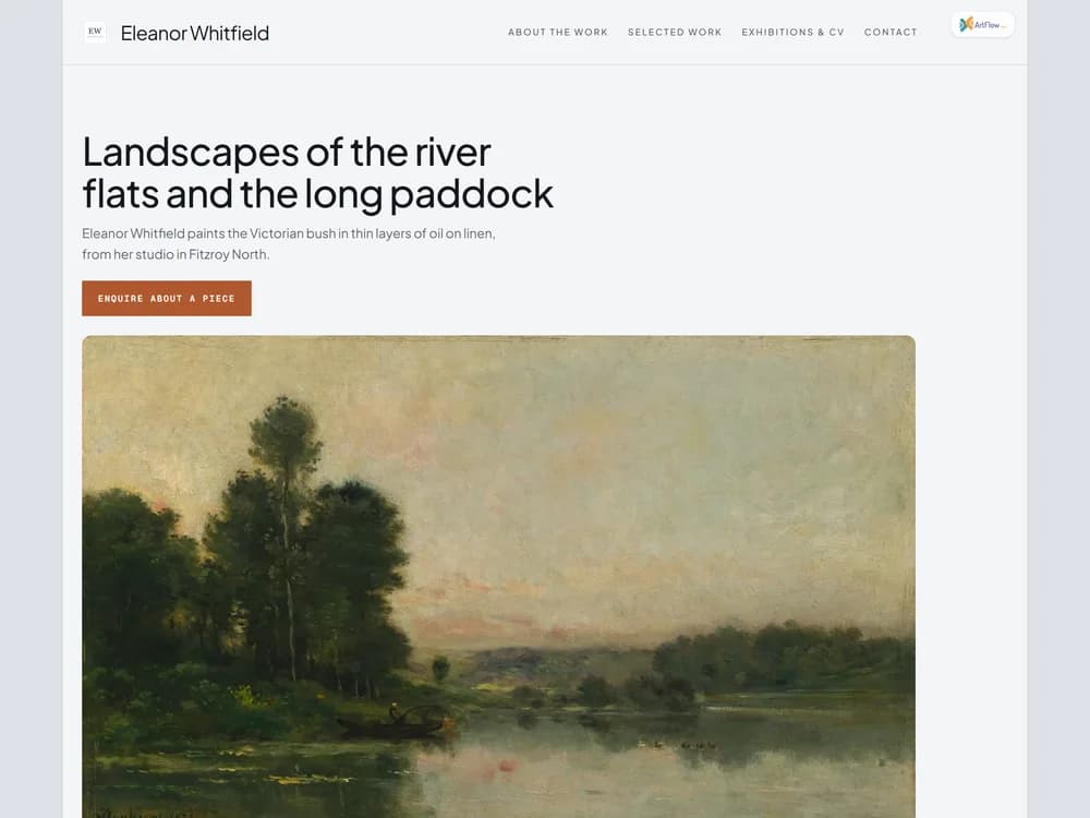 The demo artist's website in the Ink look