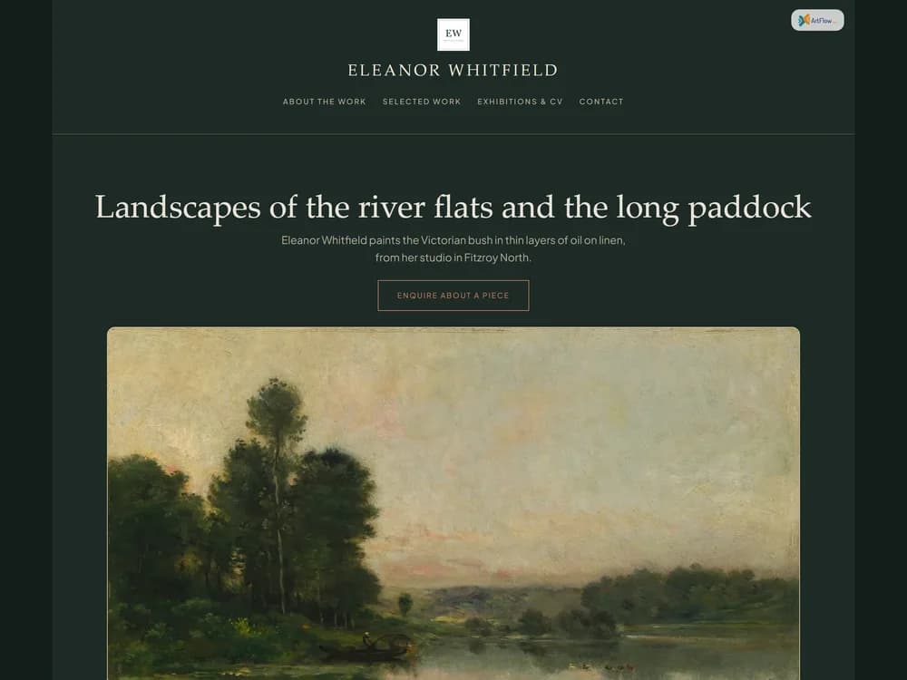 The demo artist's website in the Salon look