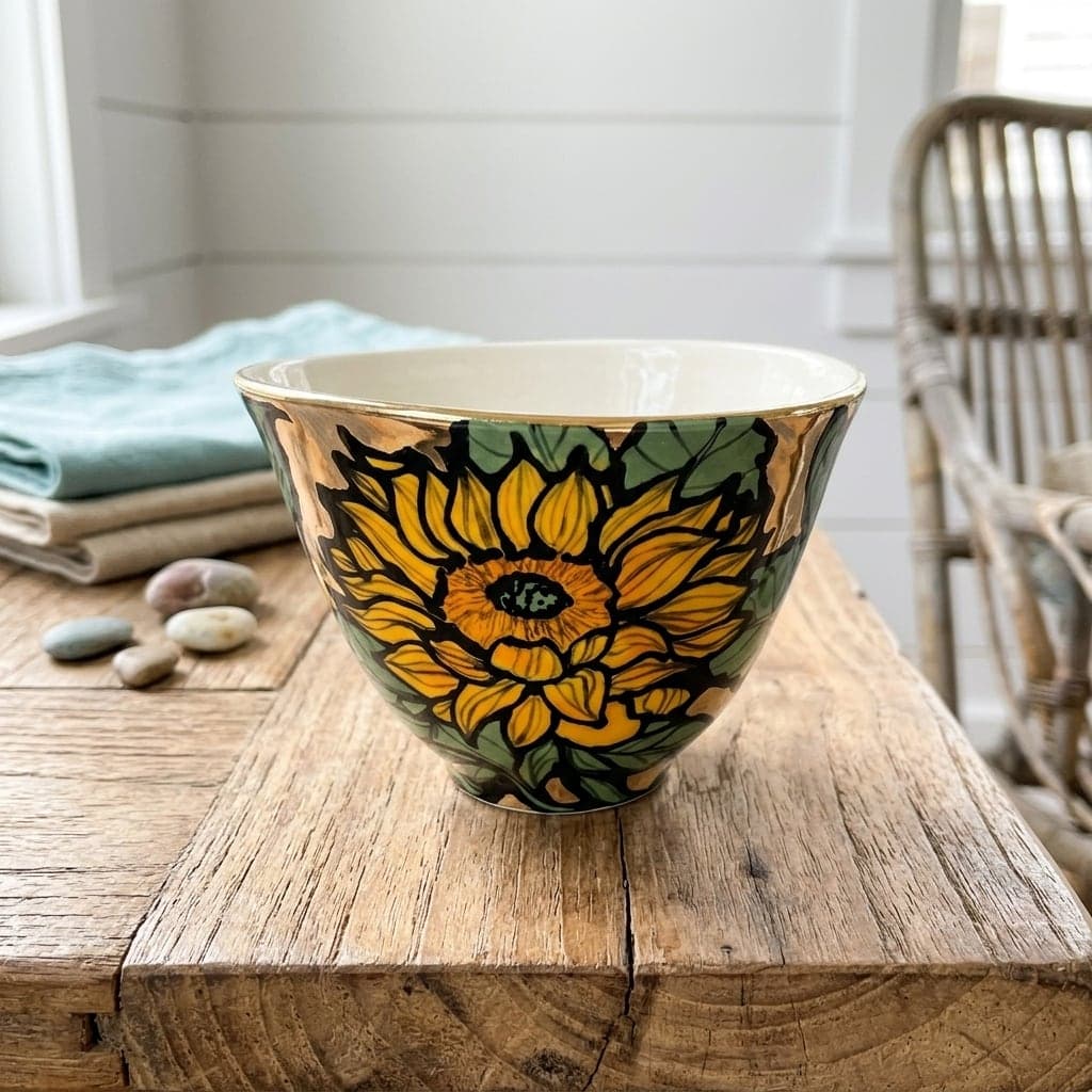 Golden Sunflowers Bowl