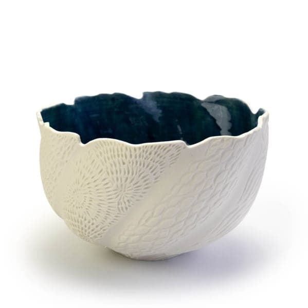 Coral Vessel with Blue Green Interior
